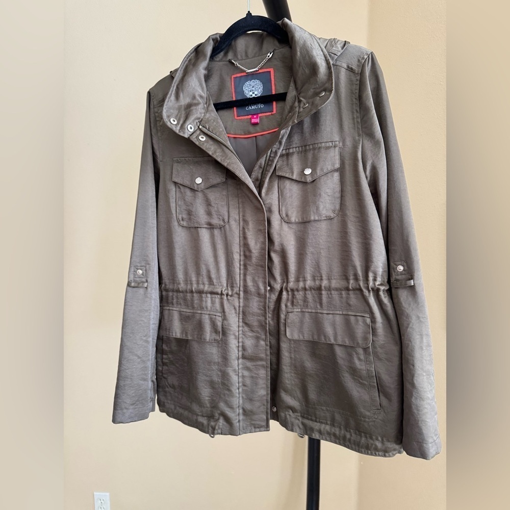 Vince Camuto Olive Green Hooded Jacket Medium - Picture 5 of 6